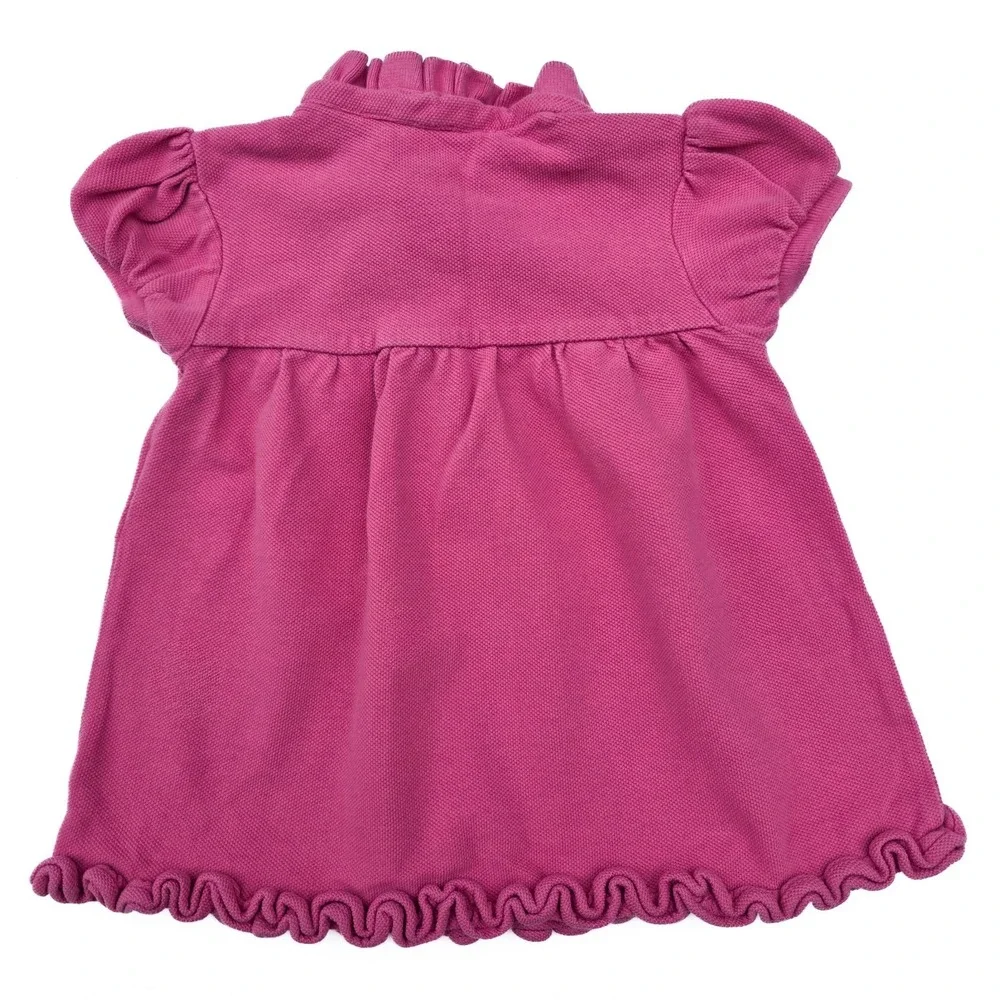Ralph Lauren Baby Dress 18M Pink Ruffle Short Sleeve Embroidered Pony Preppy